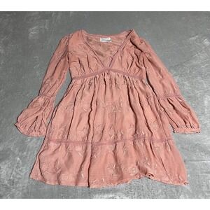 Urban Outfitters Dress Womens XS Pink Floral Lace Fairy Lined Babydoll Y2K Mini